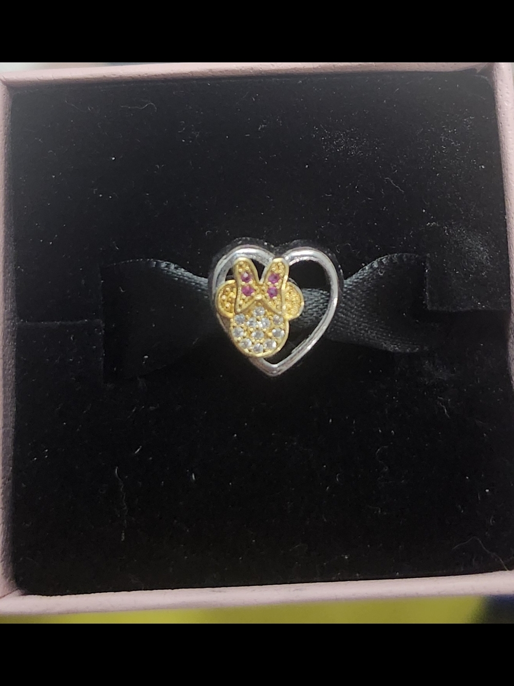 Minnie Mickey Heart Charm S925